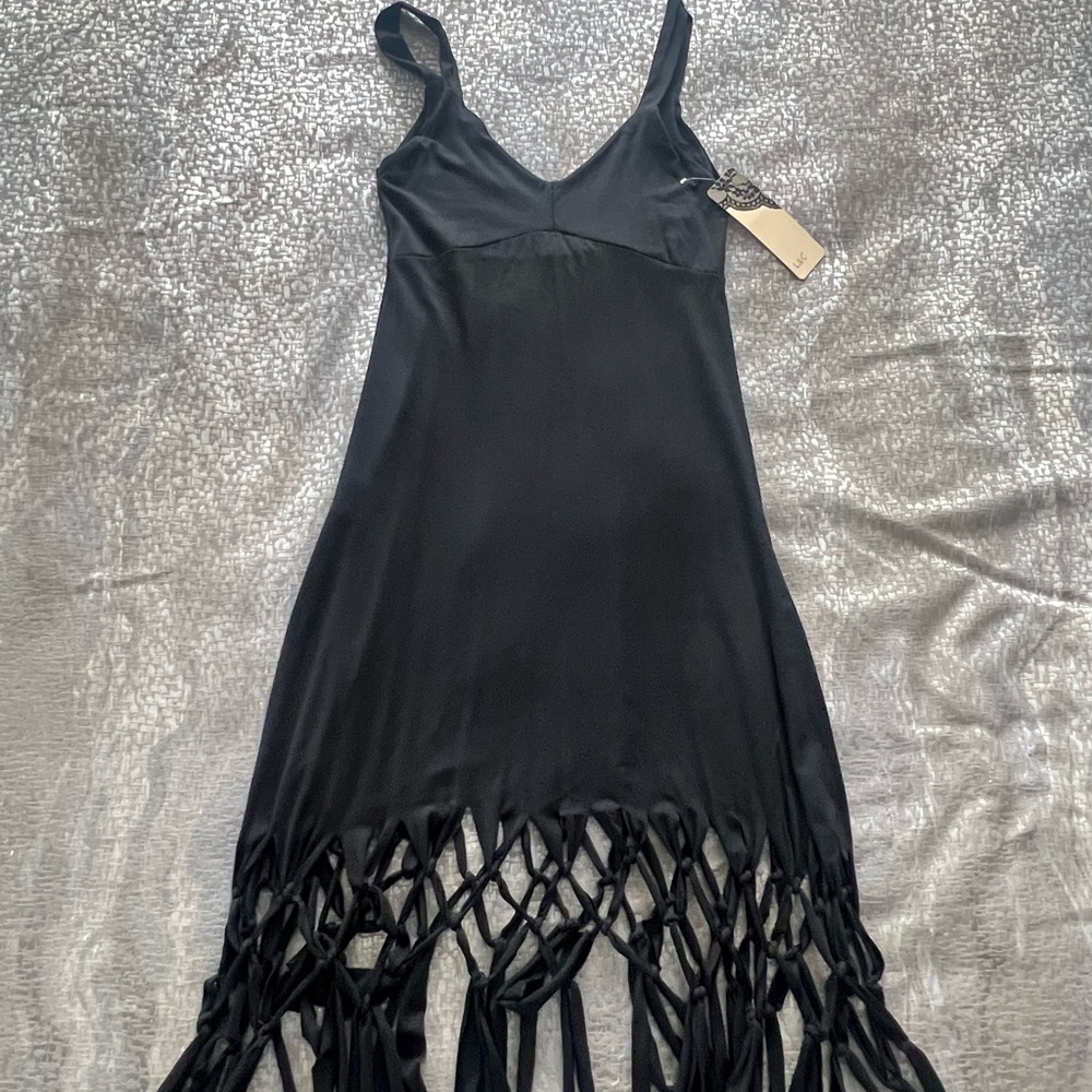 NWT Italian Black Fringe Dress